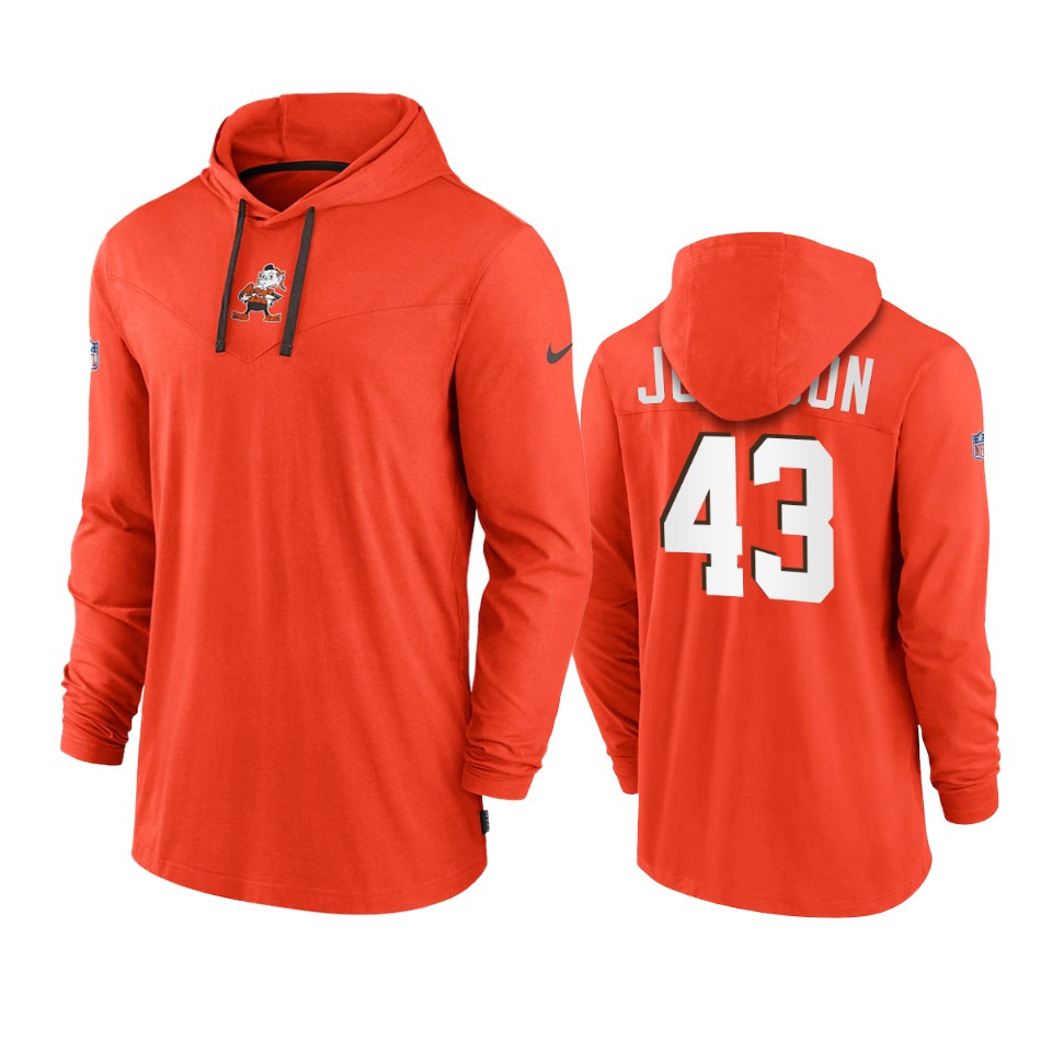 cleveland browns john johnson orange sideline performance hoodie tri blend t shirt