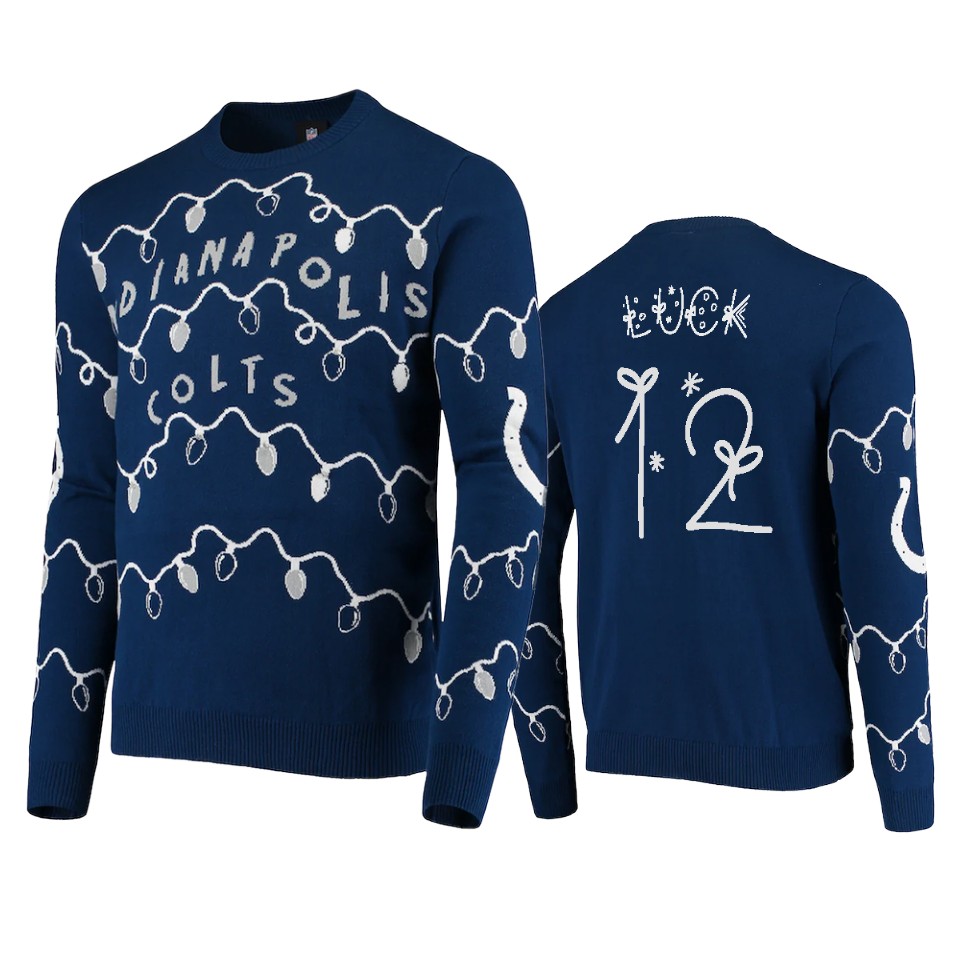 colts andrew luck royal ugly christmas gifts sweater