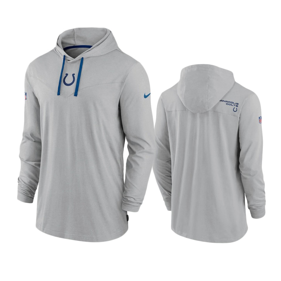 colts gray sideline performance hoodie long sleeve t shirt