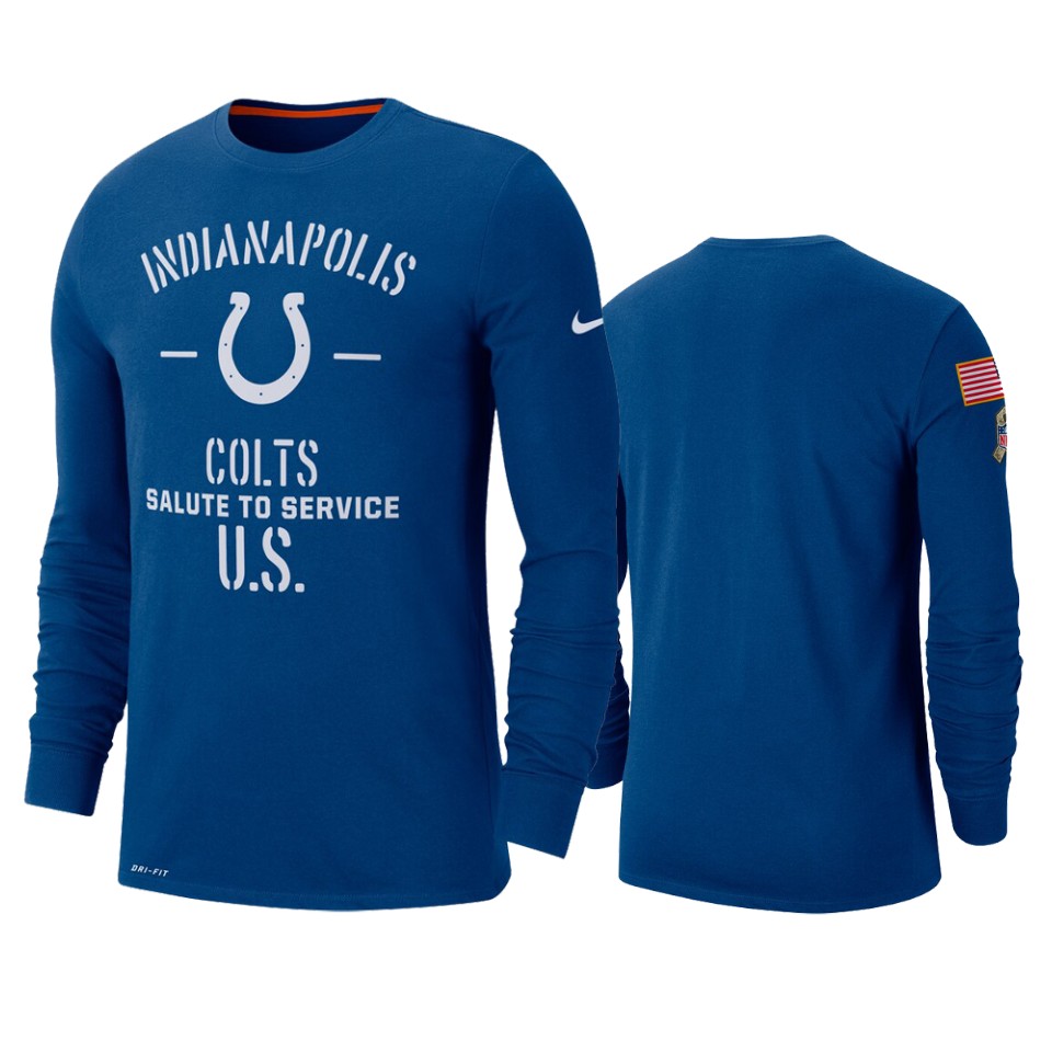 colts royal 2019 salute to service sideline long sleeve t shirt