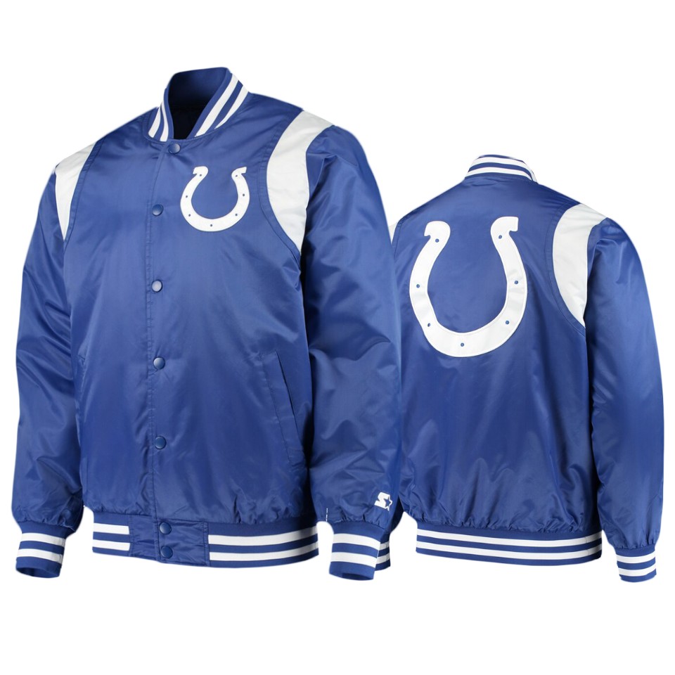 colts royal white prime time twill satin varsity jacket