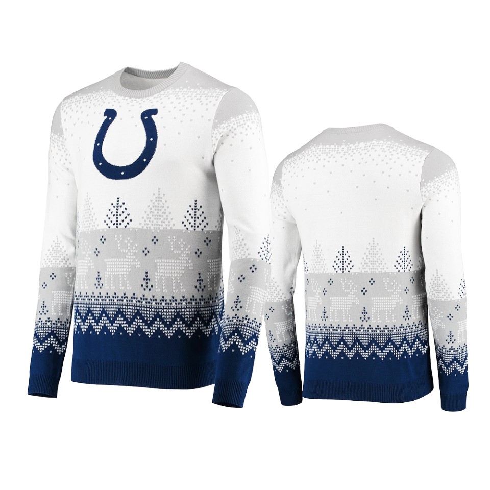 colts white 2021 christmas gift big logo sweater