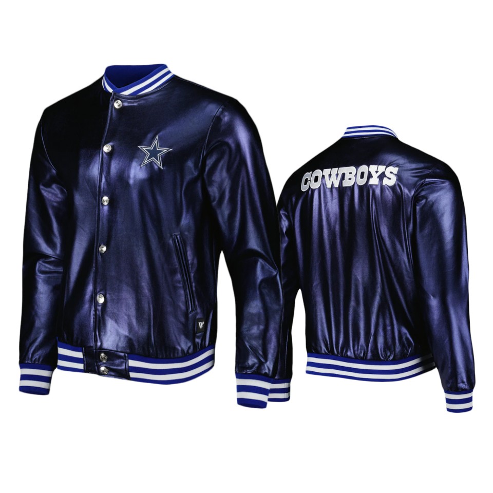 cowboys blue metallic bomber jacket