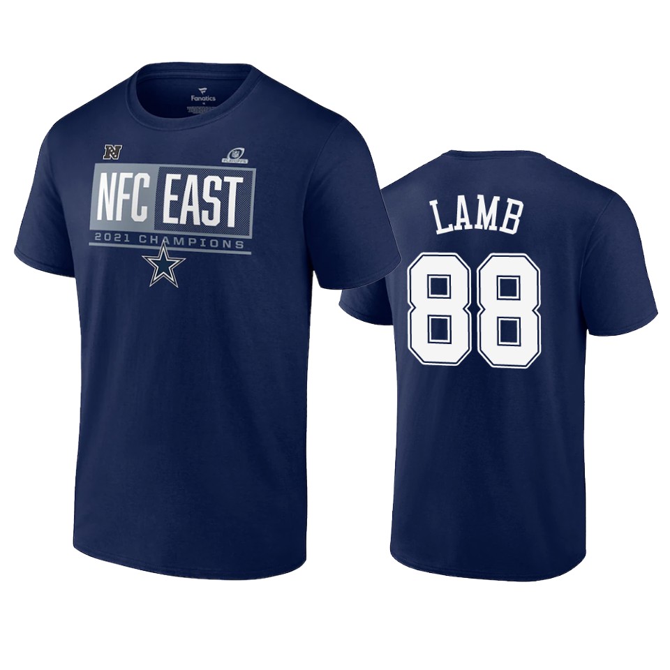 cowboys ceedee lamb navy 2021 nfc east division champions blocked favorite t shirt