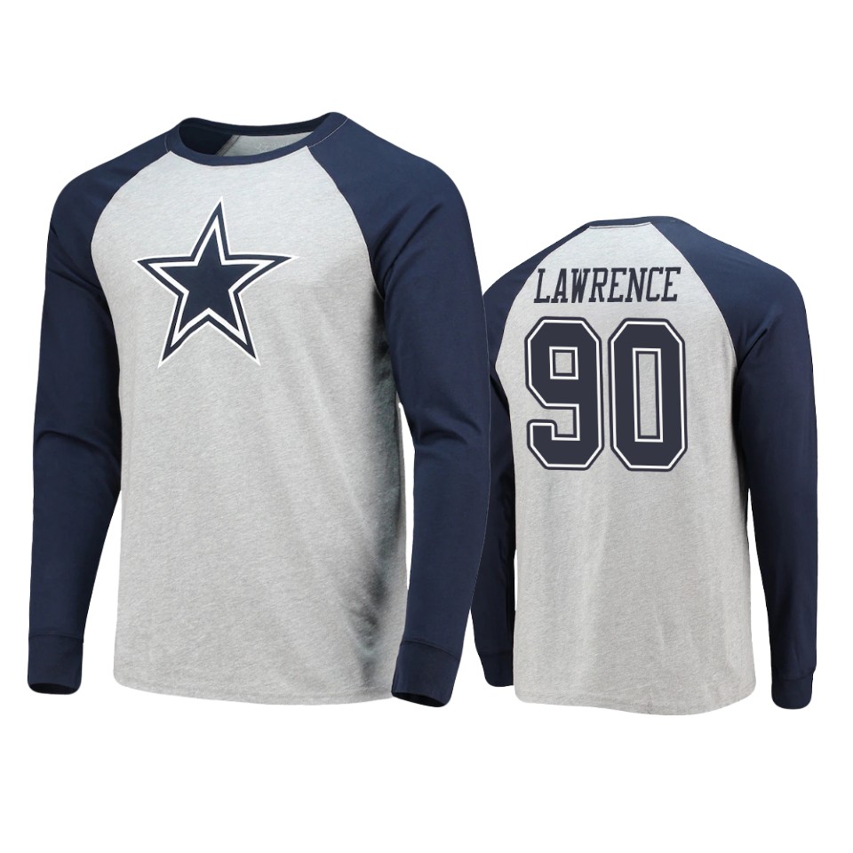 cowboys demarcus lawrence navy gray team logo powell raglan t shirt