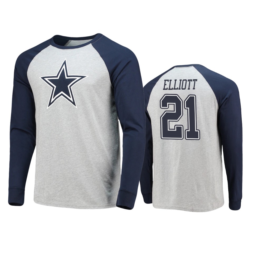 cowboys ezekiel elliott navy gray team logo powell raglan t shirt