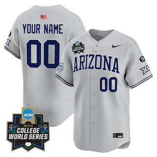 custom Men's Arizona Wildcats 2025 World Series Vapor Premier Limited Jersey - All Stitched Gray