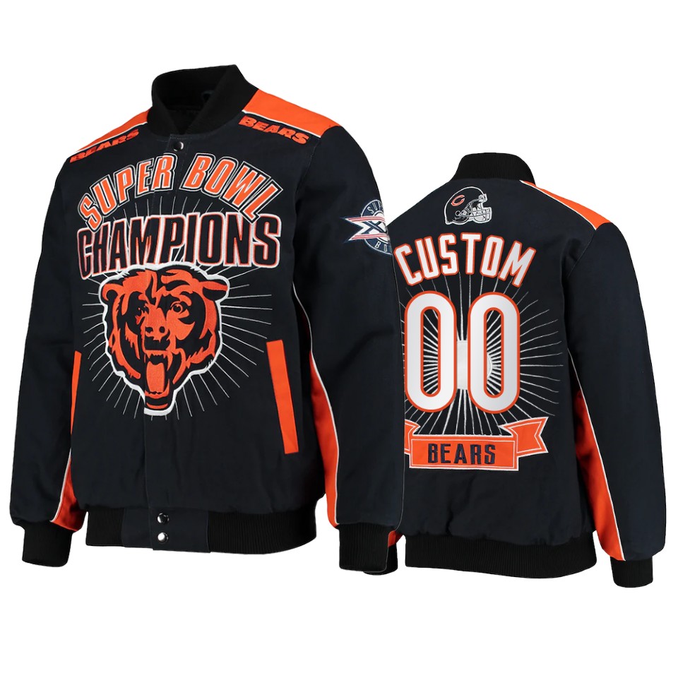 custom bears navy super bowl champions commemorative jacket