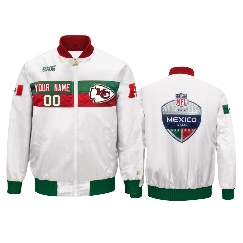 custom chiefs white 2019 nfl mexico game nfl 100 full zip jacket