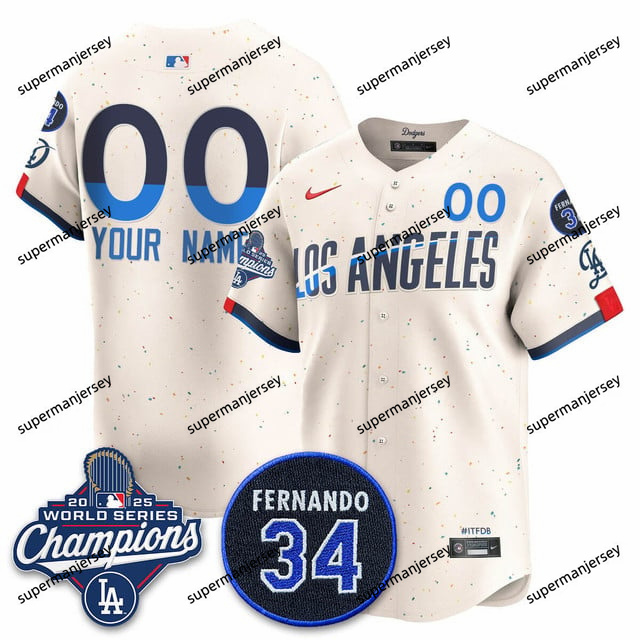 custom los angeles dodgers 2025 world series champions   jersey - all stitched city connect_副本1