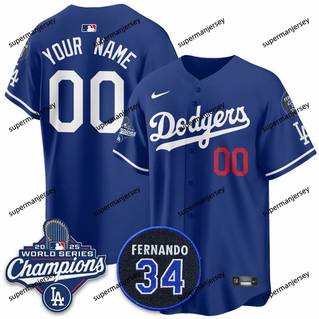 custom los angeles dodgers 2025 world series champions   jersey - all stitched royal_副本1