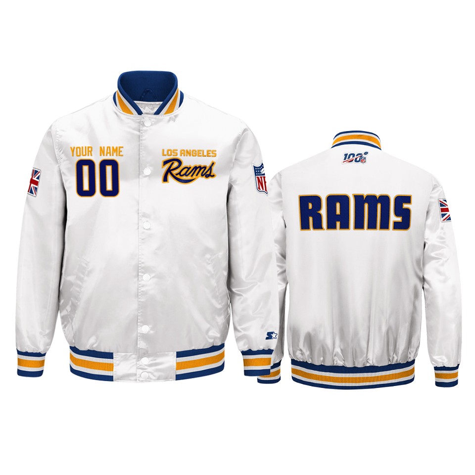 custom rams white 2019 nfl london game nfl 100 full zip jacket