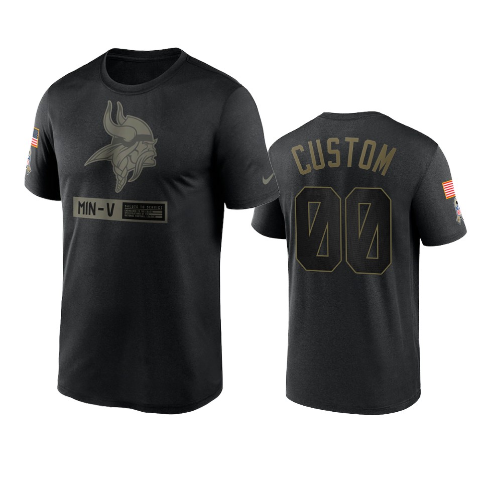 custom vikings black 2020 salute to service team logo t shirt