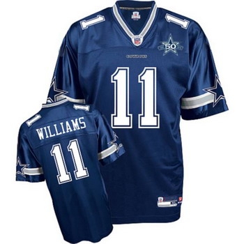 dallas cowboys 11 roy williams blue jerseys with 50th patch