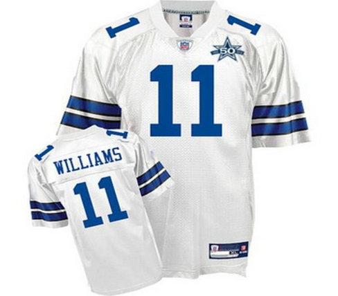 dallas cowboys 11 roy williams white team 50th anniversary patch embroidered