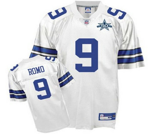 dallas cowboys 9 tony romo white team 50th anniversary patch embroidered