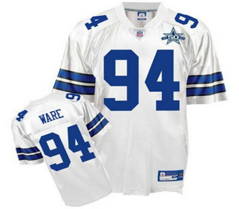 dallas cowboys 94 demarcus ware white team 50th anniversary patch embroidered