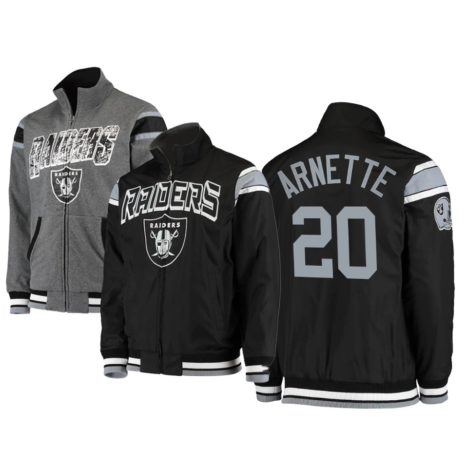 damon arnette raiders black charcoal offside reversible full zip jacket