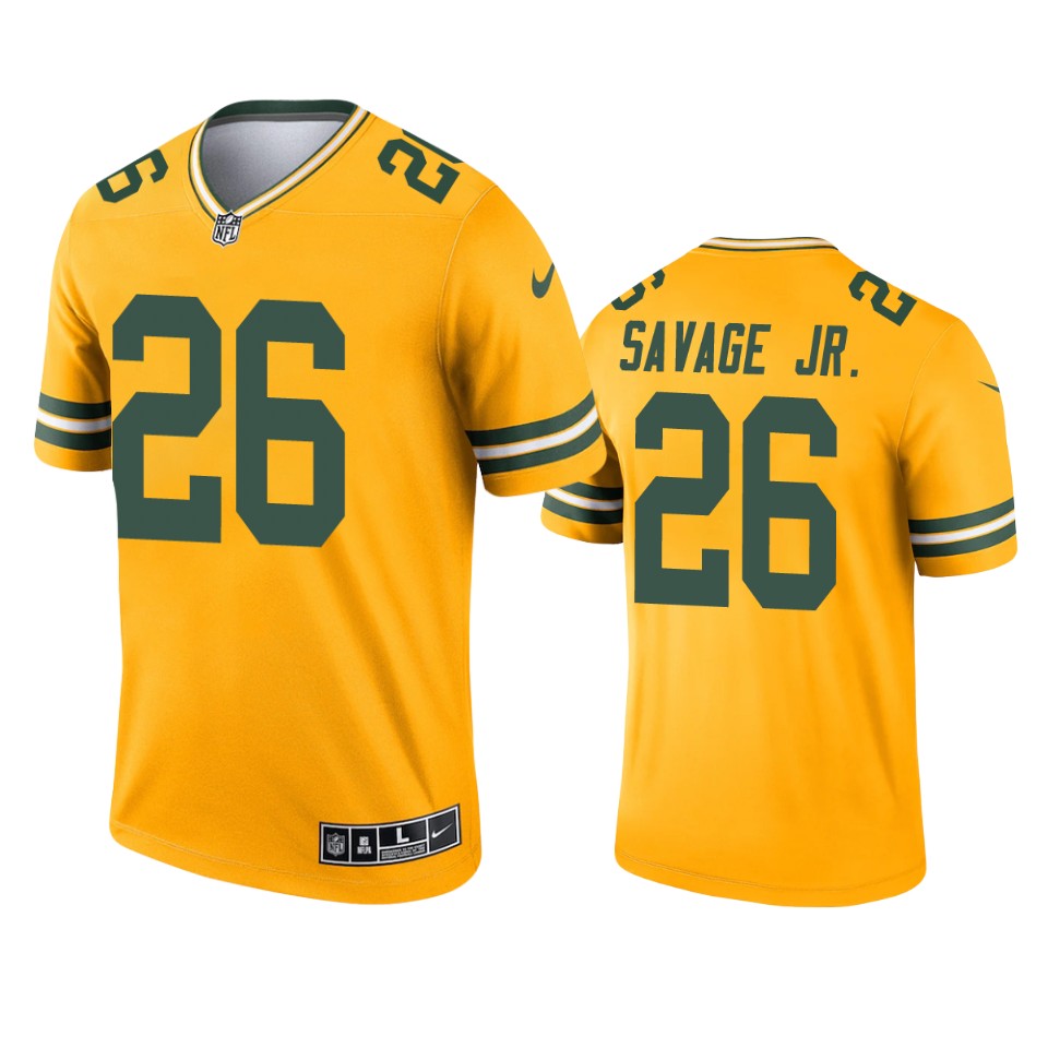 darnell savage jr. packers 2021 inverted legend gold jersey