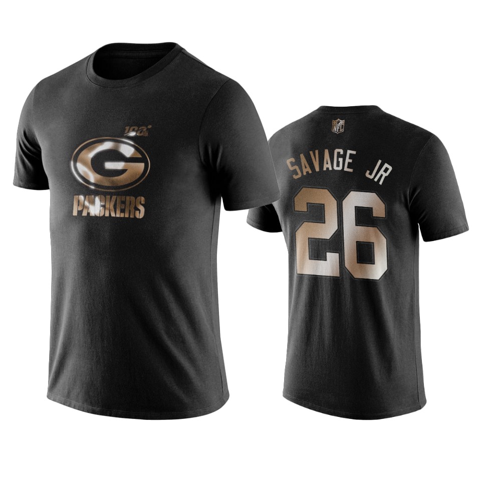 darnell savage jr. packers black golden 100th season t shirt