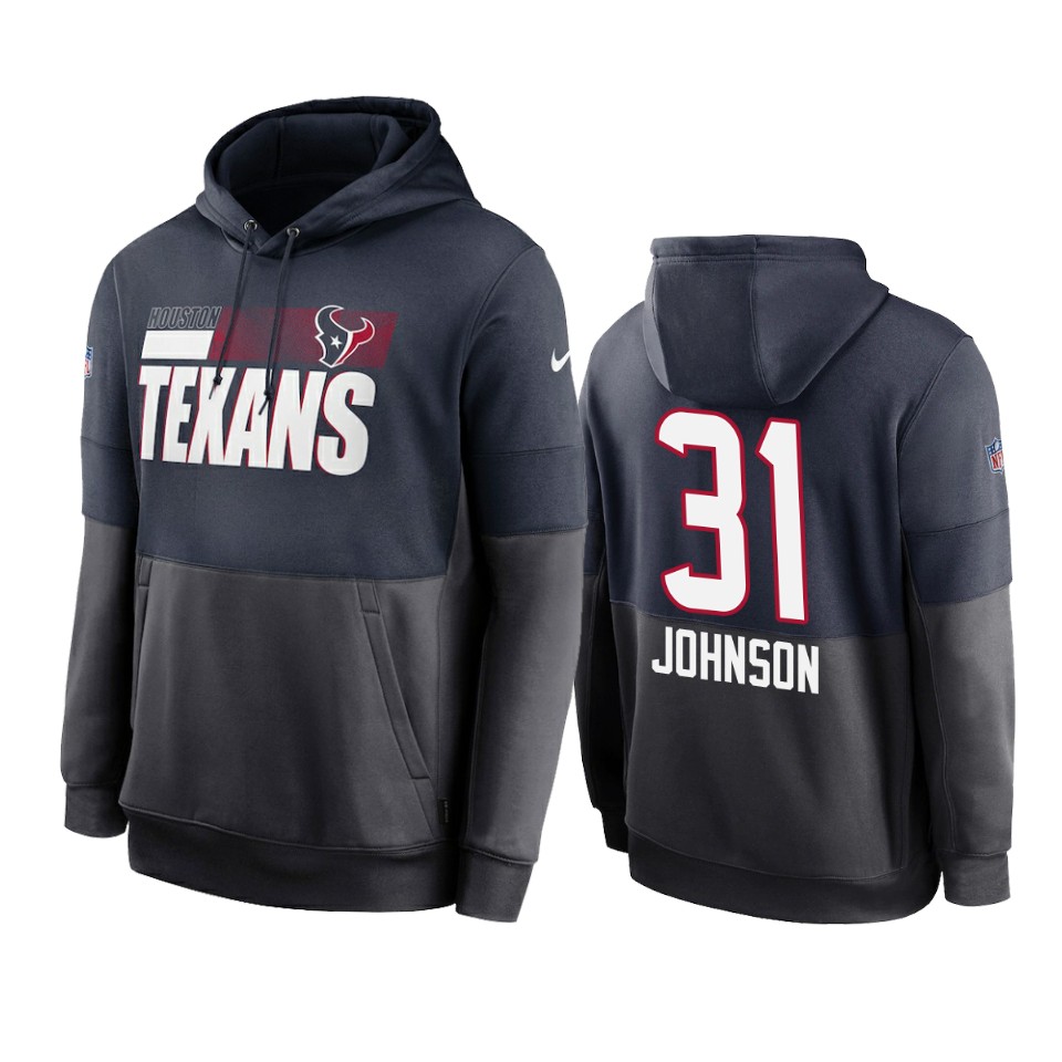 david johnson texans navy charcoal sideline impact lockup hoodie