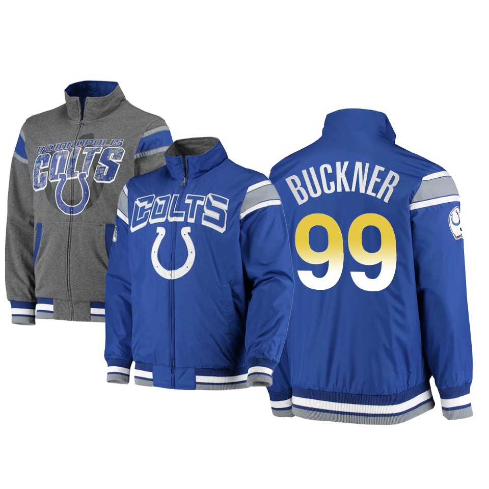 deforest buckner colts royal charcoal offside reversible full zip jacket