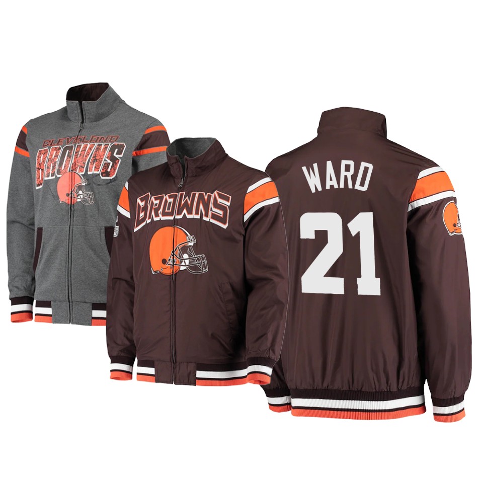 denzel ward browns brown charcoal offside reversible full zip jacket