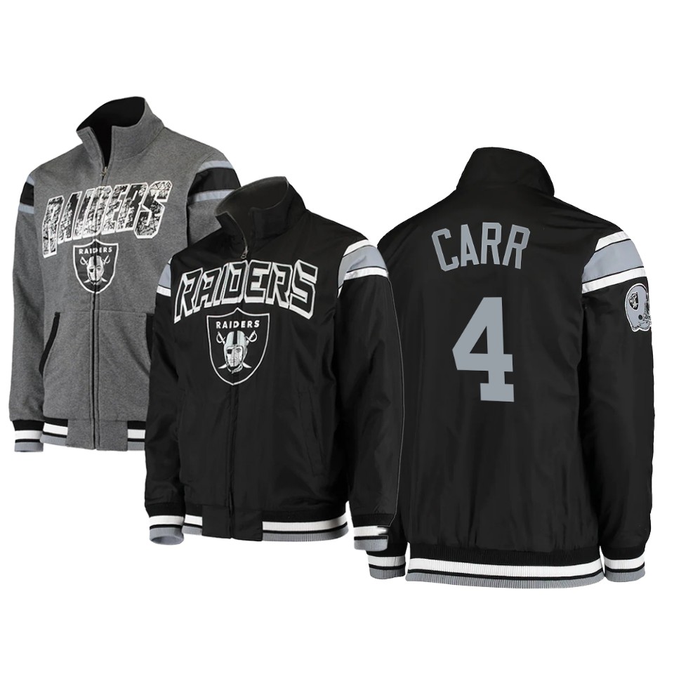 derek carr raiders black charcoal offside reversible full zip jacket