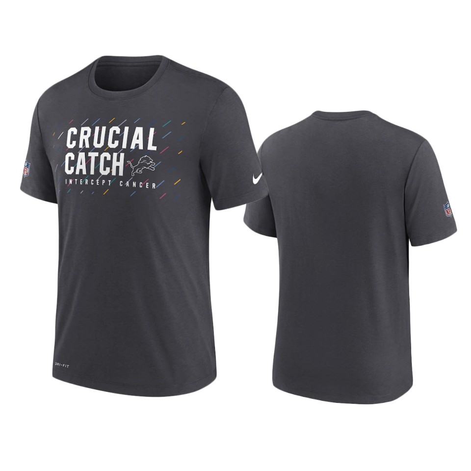 detroit lions charcoal 2021 nfl crucial catch performance t shirt