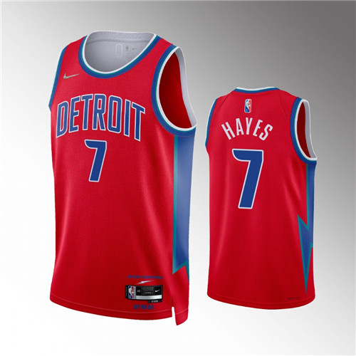 Detroit Pistons Killian Hayes 2021-22 75th Anniversary City Red stitched Jersey #7