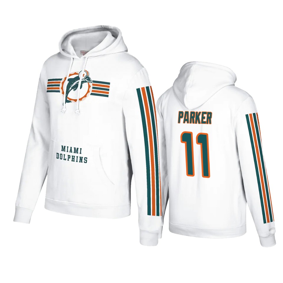 devante parker dolphins white three stripe hoodie