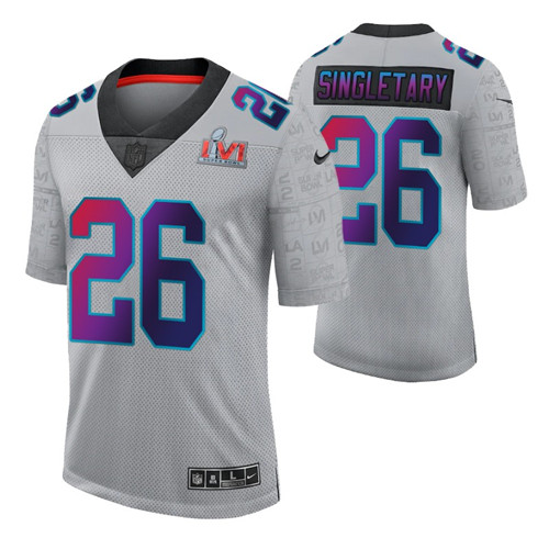 devin singletary super bowl lvi gray jersey limited