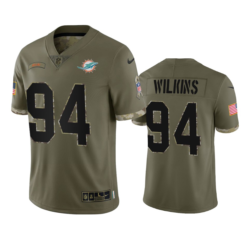 dolphins christian wilkins olive limited 2022 salute to service jersey