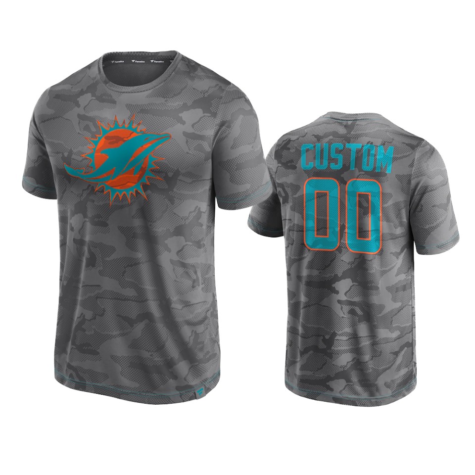 dolphins custom gray camo jacquard t shirt