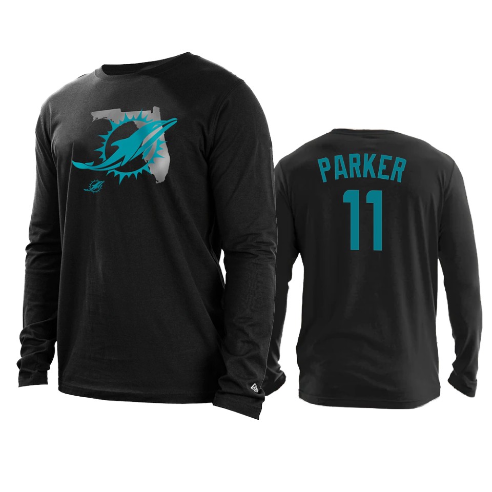 dolphins devante parker black state long sleeve t shirt