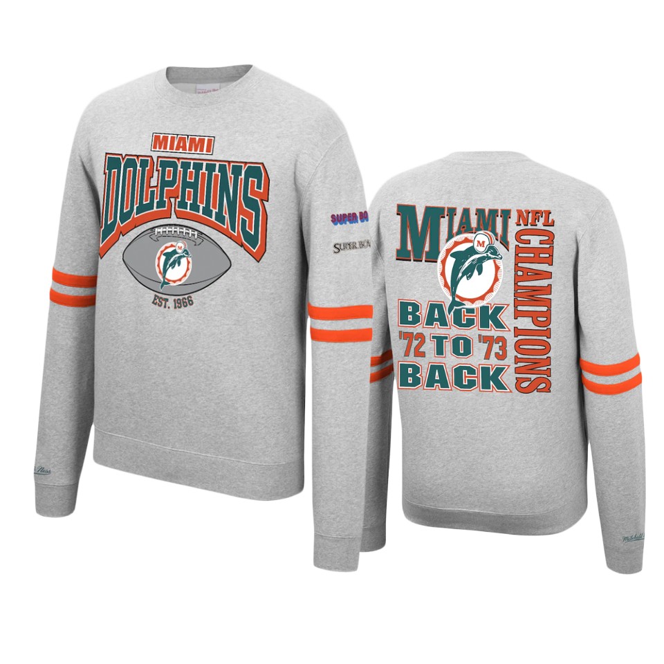 dolphins heathered gray allover fleece pullover sweatshirt