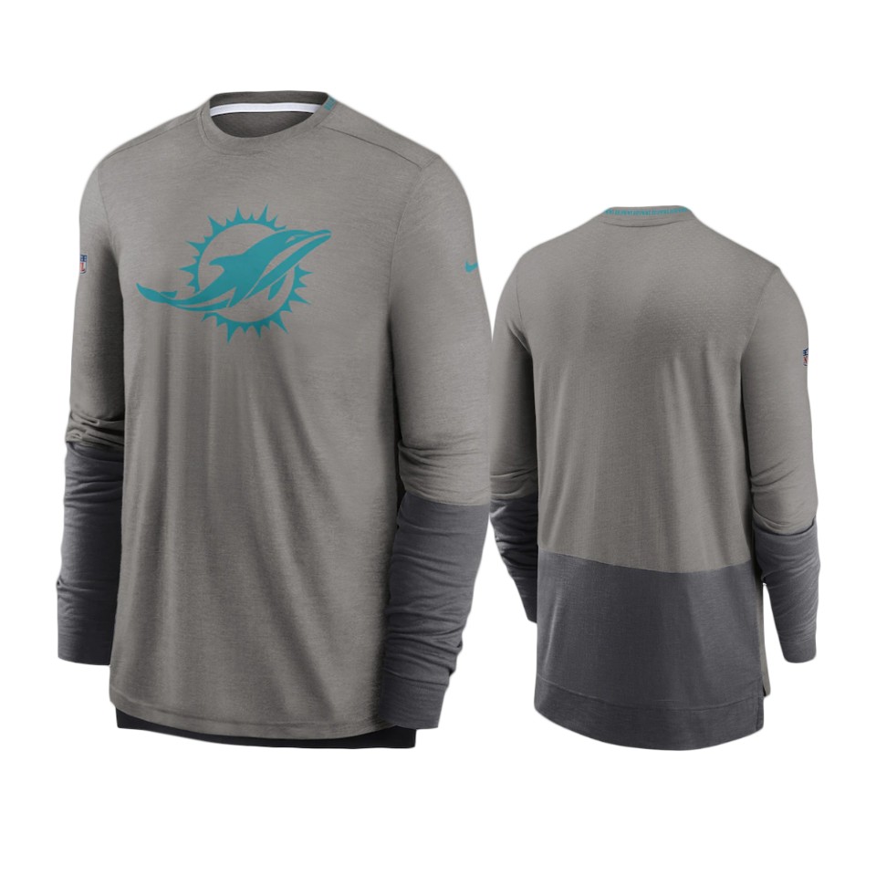 dolphins heathered gray charcoal sideline player performance t shirt 0a