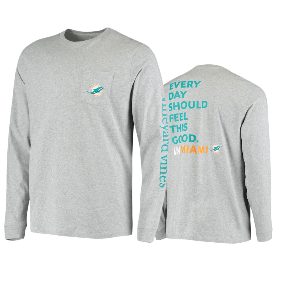 dolphins heathered gray feel good long sleeve t shirt