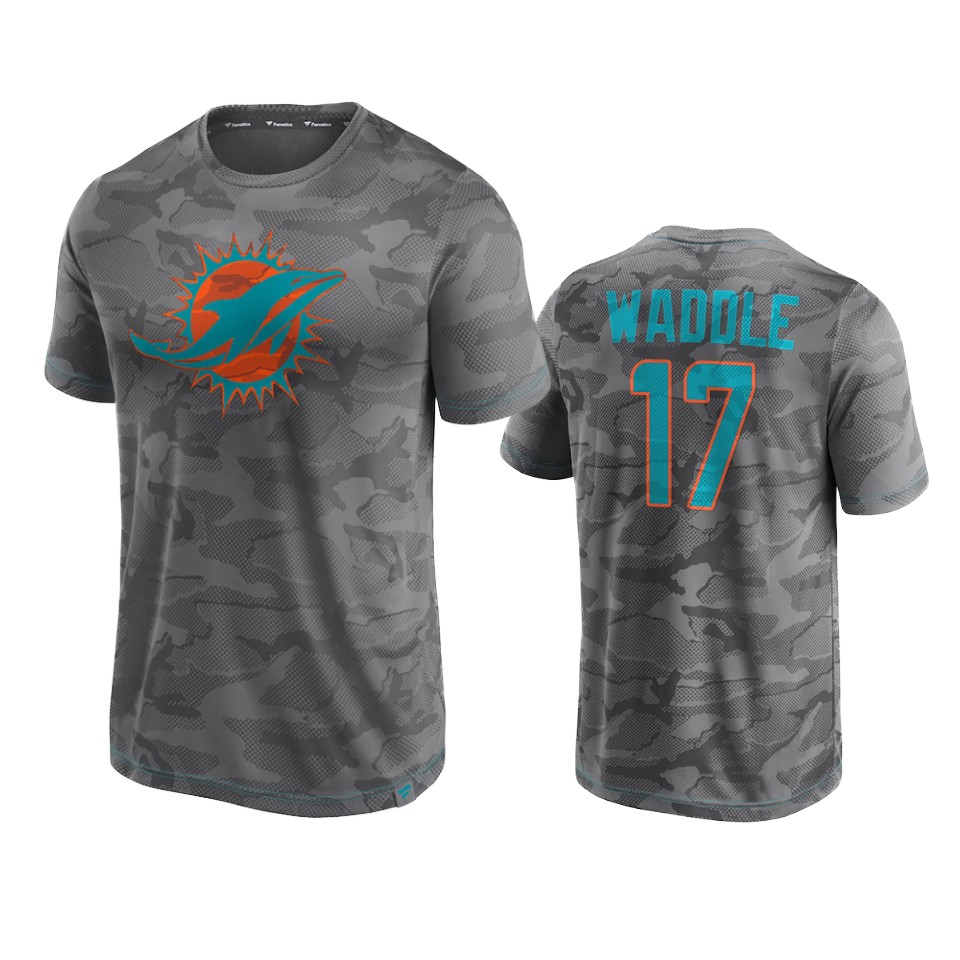 dolphins jaylen waddle gray camo jacquard t shirt