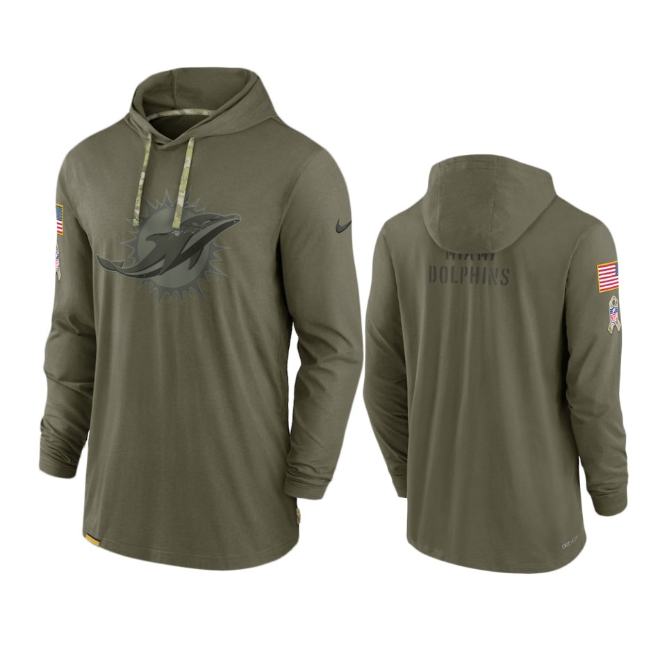 dolphins olive 2022 salute to service tonal pullover hoodie