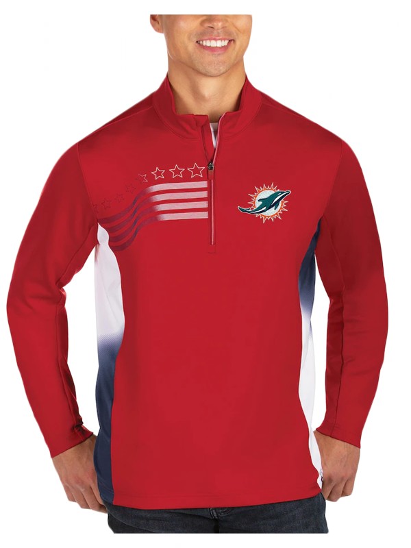 dolphins red white liberty quarter zip pullover jacket