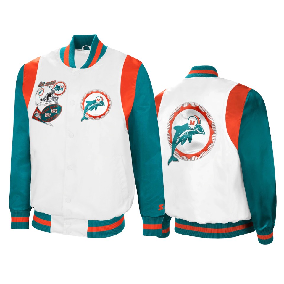 dolphins white aqua retro the all american full snap jacket
