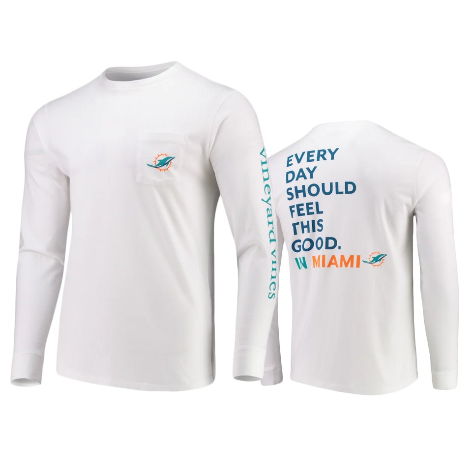 dolphins white feel good long sleeve t shirt