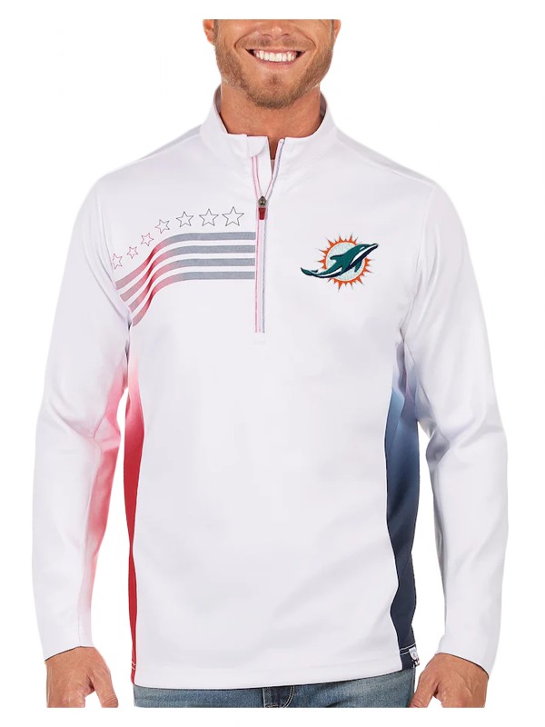 dolphins white navy liberty quarter zip pullover jacket