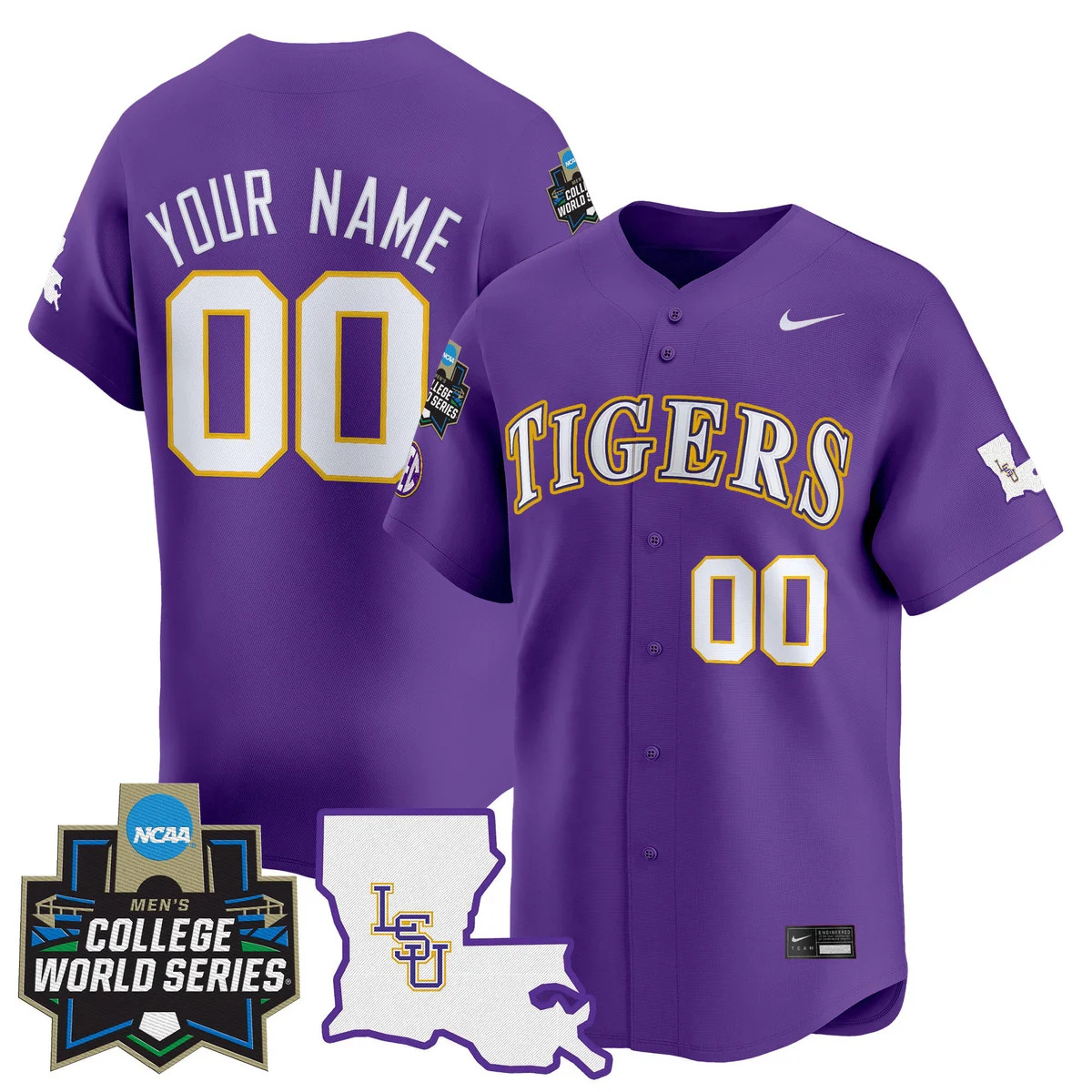 en LSU Tigers 2025 World Series Vapor Premier Limited Custom Jersey - All Stitched Men purple