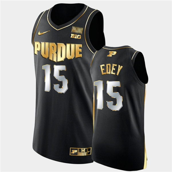 ens Purdue Boilermakers #15 Zach Edey Nike Black Golden Edition Basketball Jersey