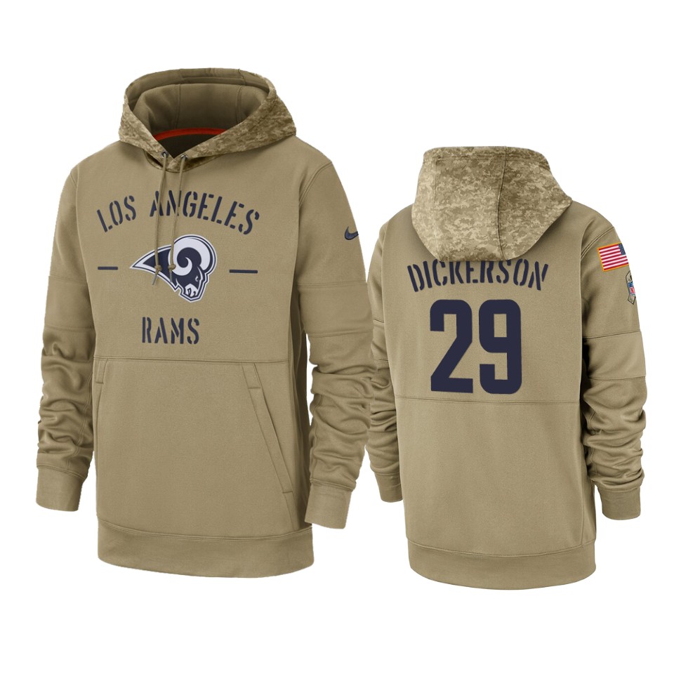 eric dickerson rams tan 2019 salute to service sideline therma hoodie