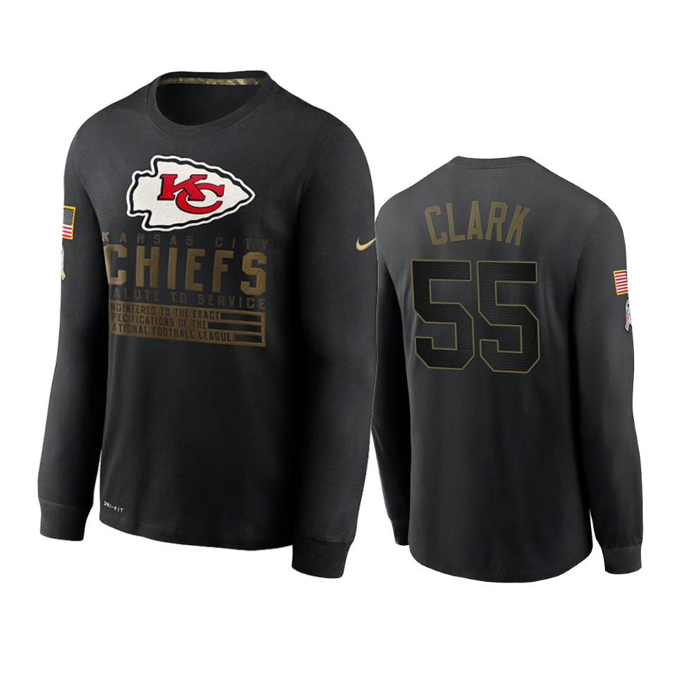 frank clark chiefs black 2020 salute to service sideline performance long sleeve t shirt