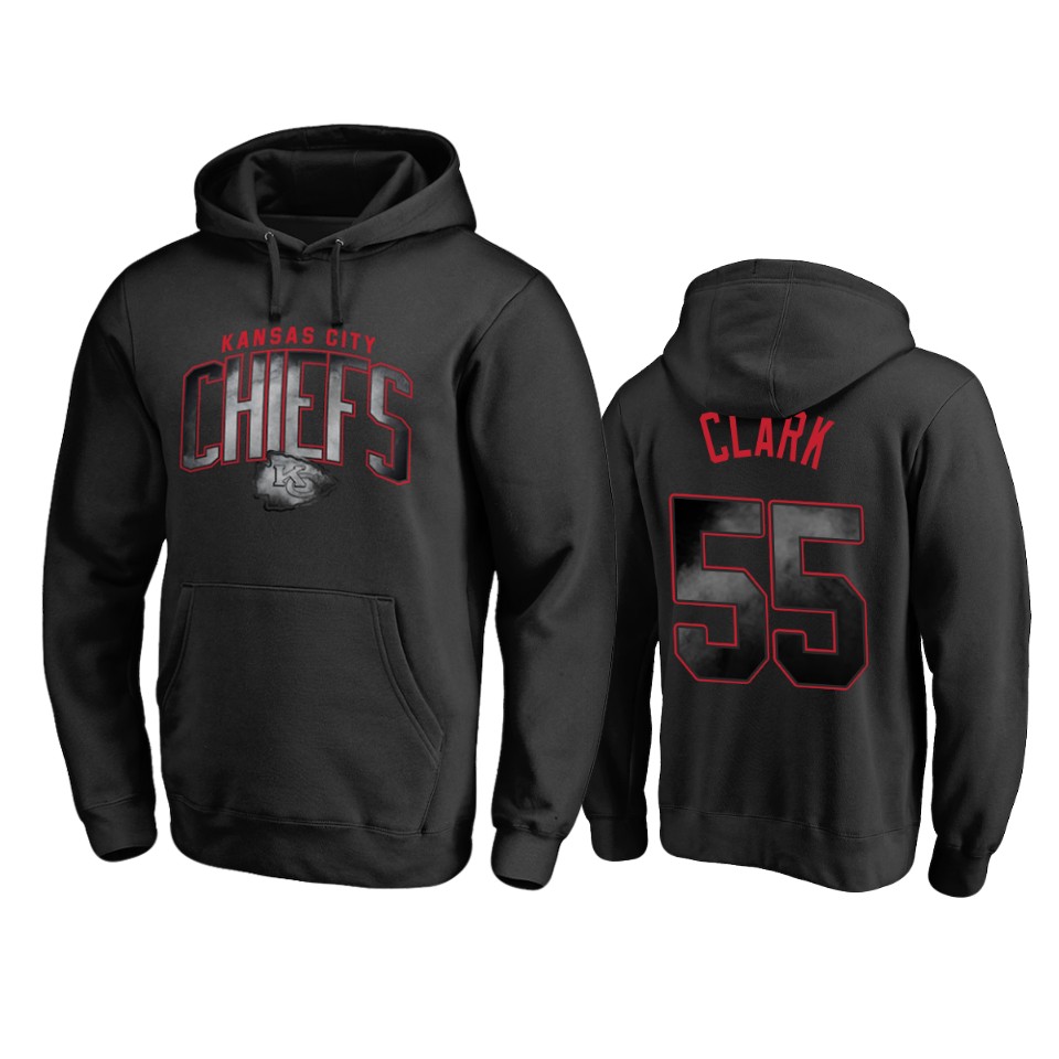 frank clark chiefs black arch smoke hoodie