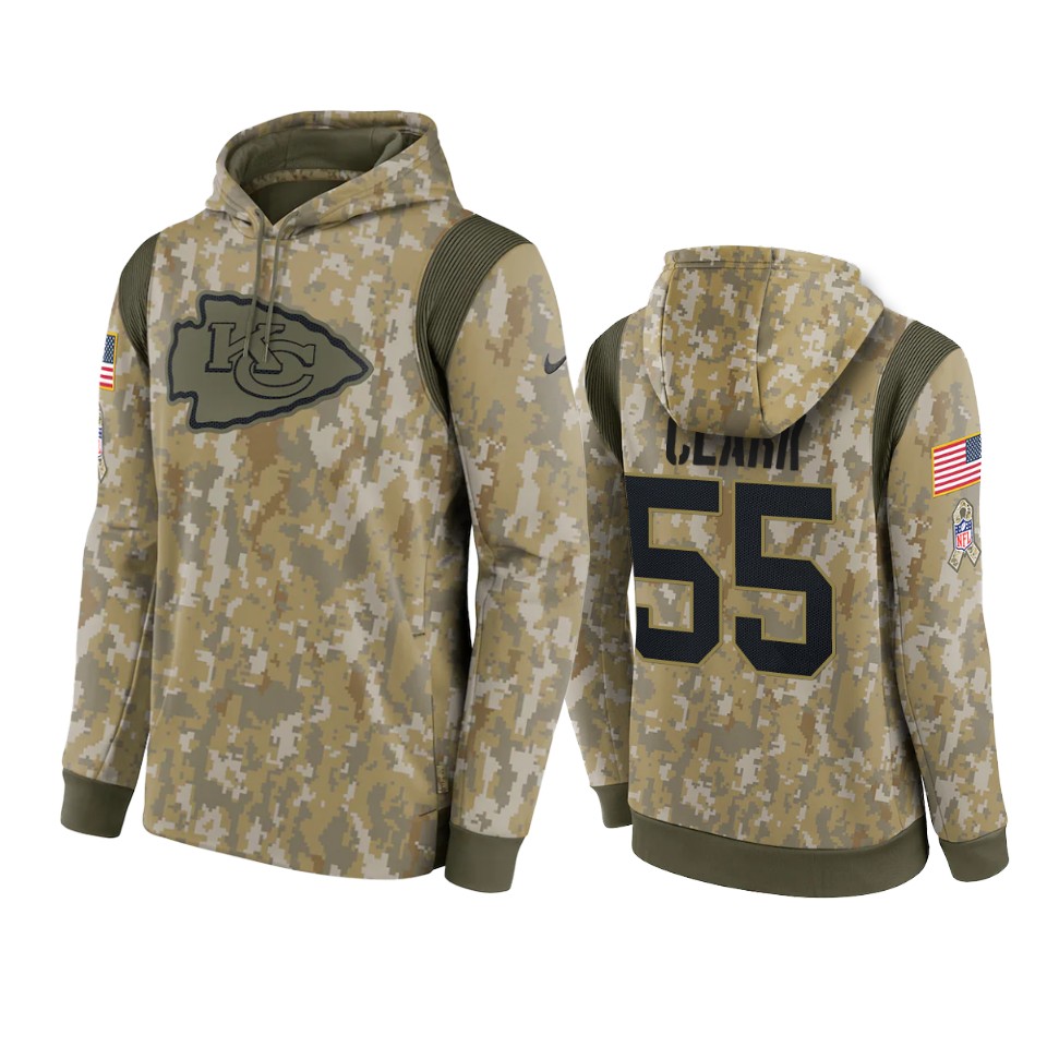 frank clark chiefs camo 2021 salute to service therma hoodie